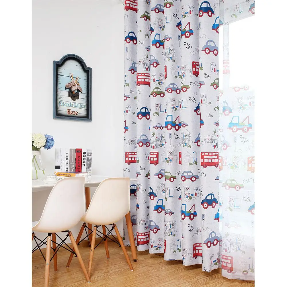 Дети мультфильм белые облака автомобили Милый Печать Затенение окна занавес для