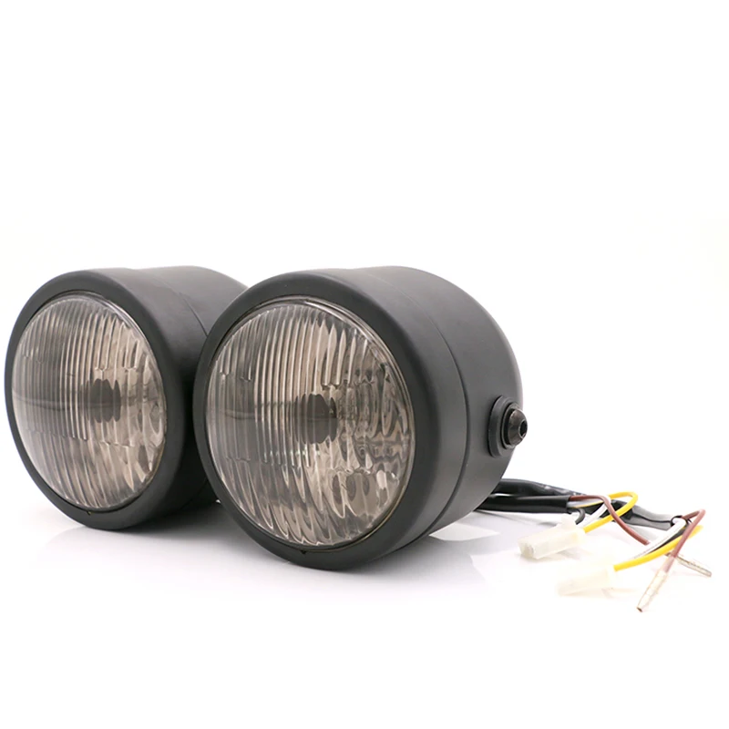 Мотоциклетная двойная фара винтажный черный ретро-светильник для скутера с