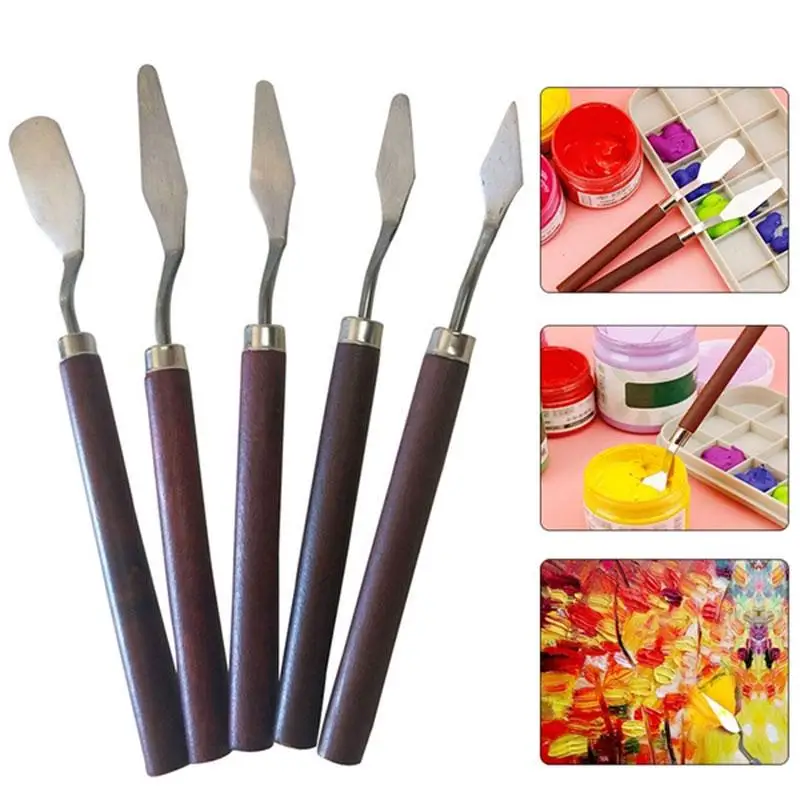 

5Pcs Mixed Professional Oil knifes Stainless Steel Spatula Kit Palette Knife oil Painting Fine Arts Canvas Painting Arts Tool