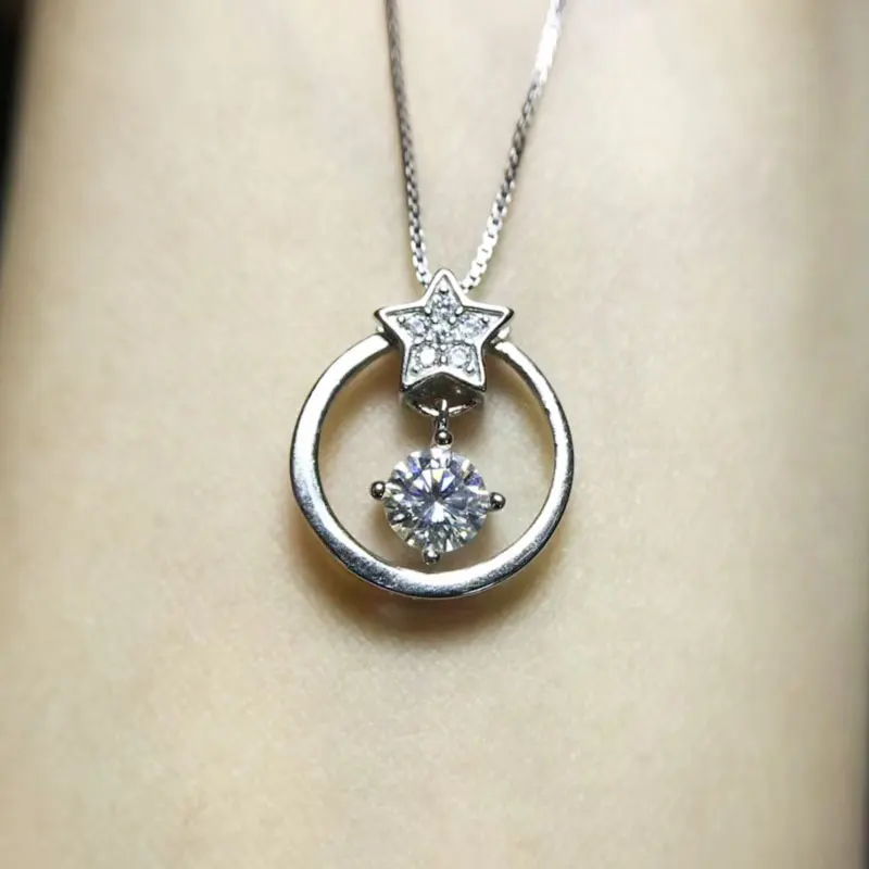 Женский кулон в виде звезды с муассанитом серебряное ожерелье 925 ctVVS ювелирные