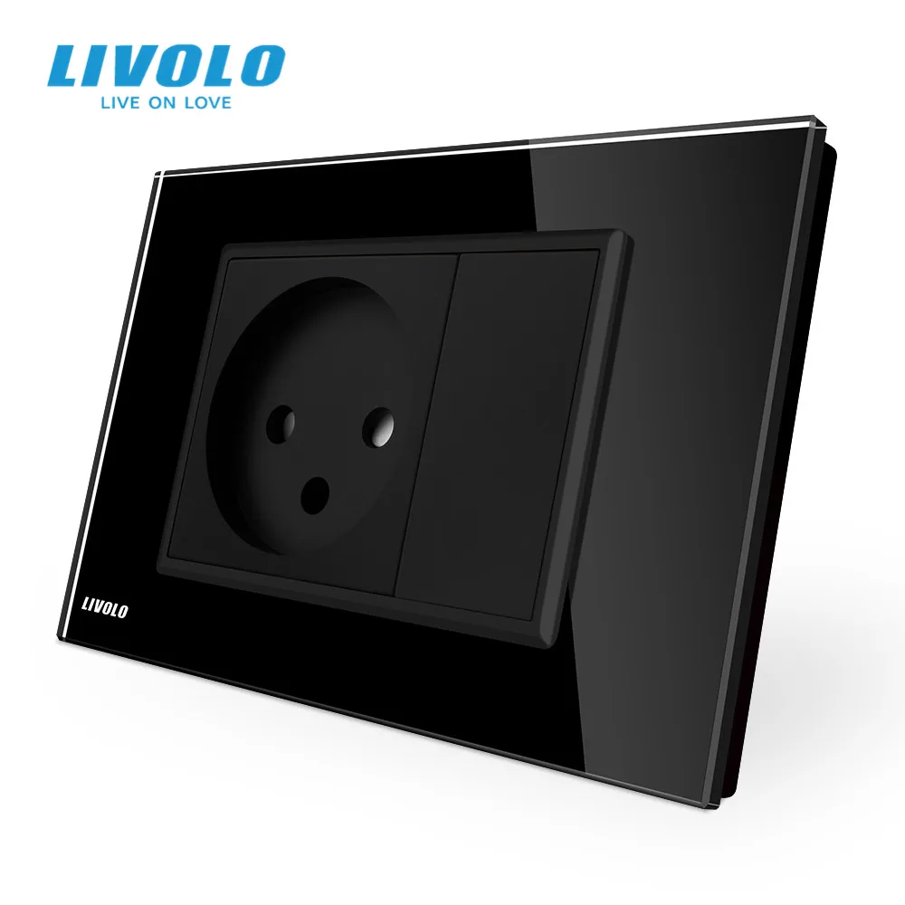 Livolo Израиль Мощность гнездо Сенсор черного и белого цвета с украшением в виде