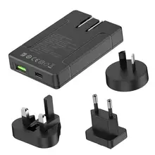 BUDI EU US UK 65W Dual Fast Wall Charger PD 3.0 USB C Foldable Plug Adapter with 18W USB A Travel Power Fast Charger for iPhone