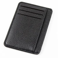 fashion men card holder durable pu leather 6 cards slot ultra thin lichee pattern wallet 8 3x11 8x0 5cm luxury brand money clip