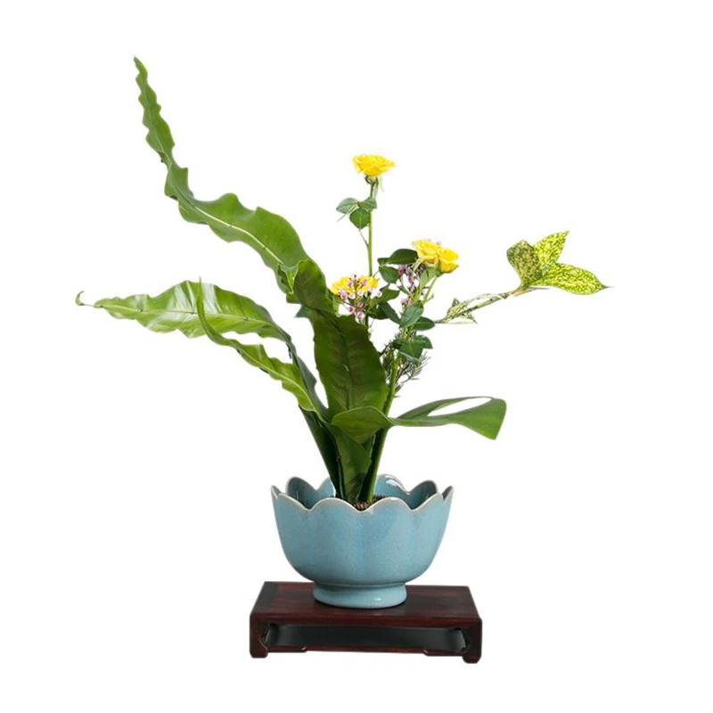 

Style Lotus Bowl Flower Arrangement Flowerpot Hydroponic Ceramic Containers Tabletop Vases Flower Pot Vintage Home Decor