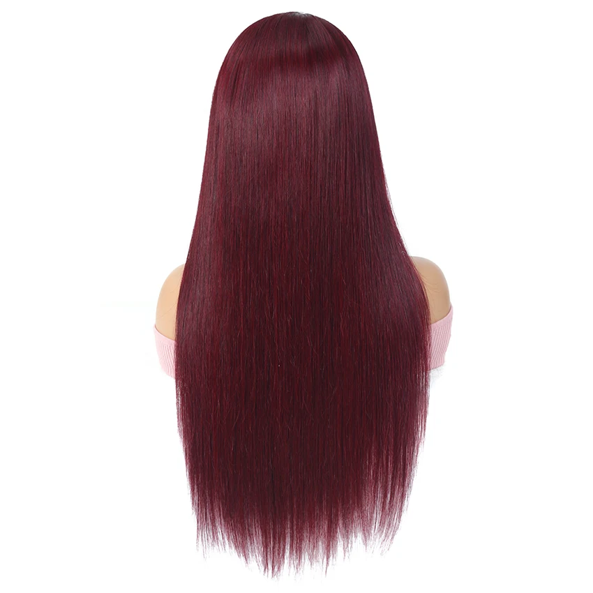 99J 13x4 парики из натуральных волос на кружеве прямые волосы Remy Предварительно выщипанные бразильские 27 30 красные 99J прямые парики на кружеве для женщин