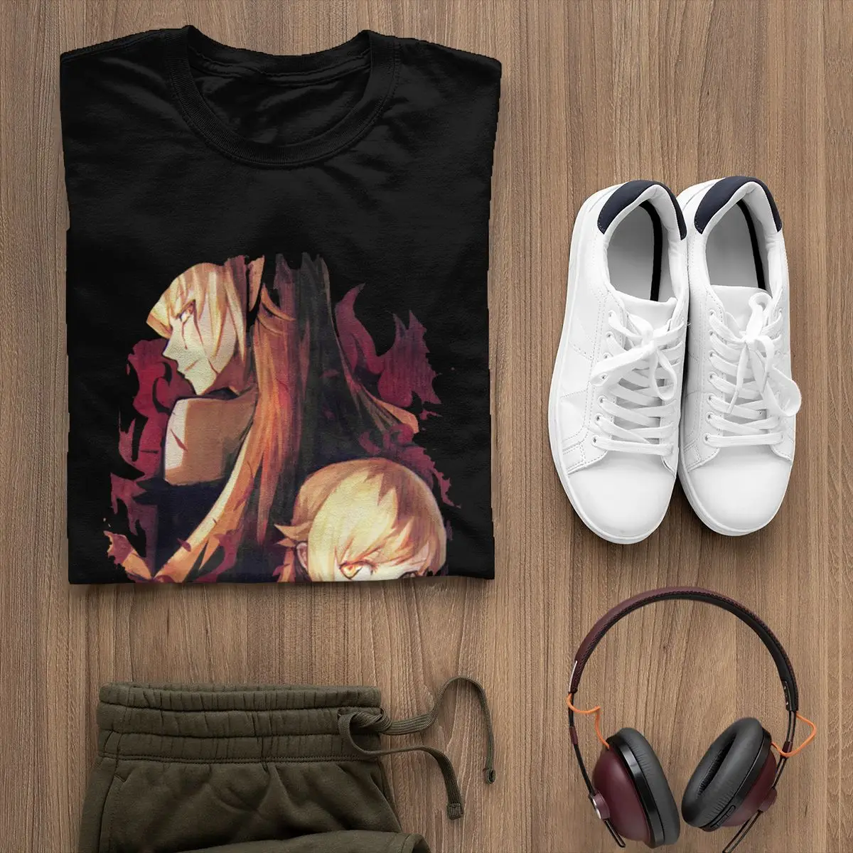 Bakemonogatari футболка Shinobu Monogatari оверсайз Повседневная с коротким рукавом|Мужские