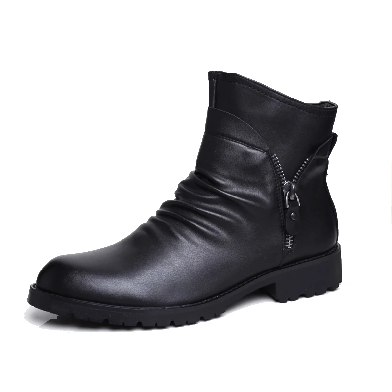 Роскошная осенне-зимняя обувь Ботинки Челси из натуральной кожи Мужская с мехом