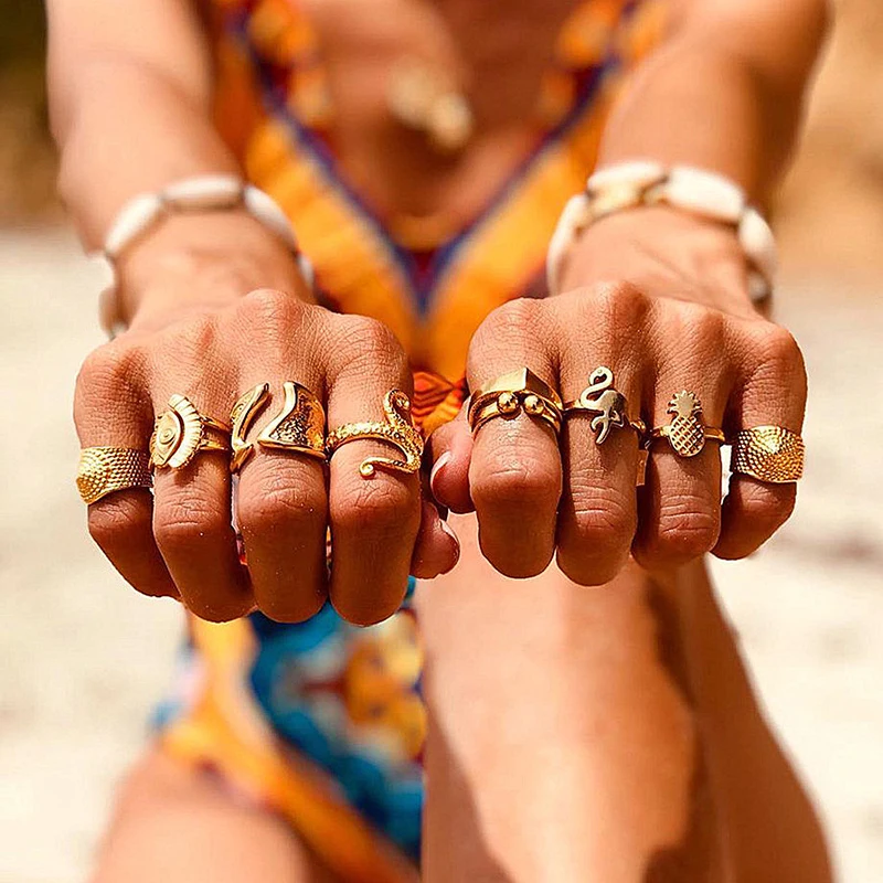 XIYANIKE богемные металлические кольца золотистого цвета набор для женщин винтажные