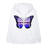 colorful butterfly zip hoodie 2d 3d printing unisex hooded casual loose oversized warm polyester cardigan jacket 2021 new top
