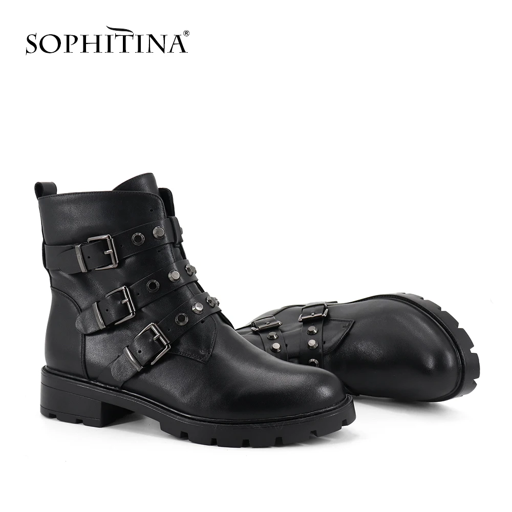 

SOPHITINA/Ботинки женские на осень и зиму. Удобные женские ботинки сделаны из натуральной замши, внутри флис. Теплая обувь с декоративными ремеш...
