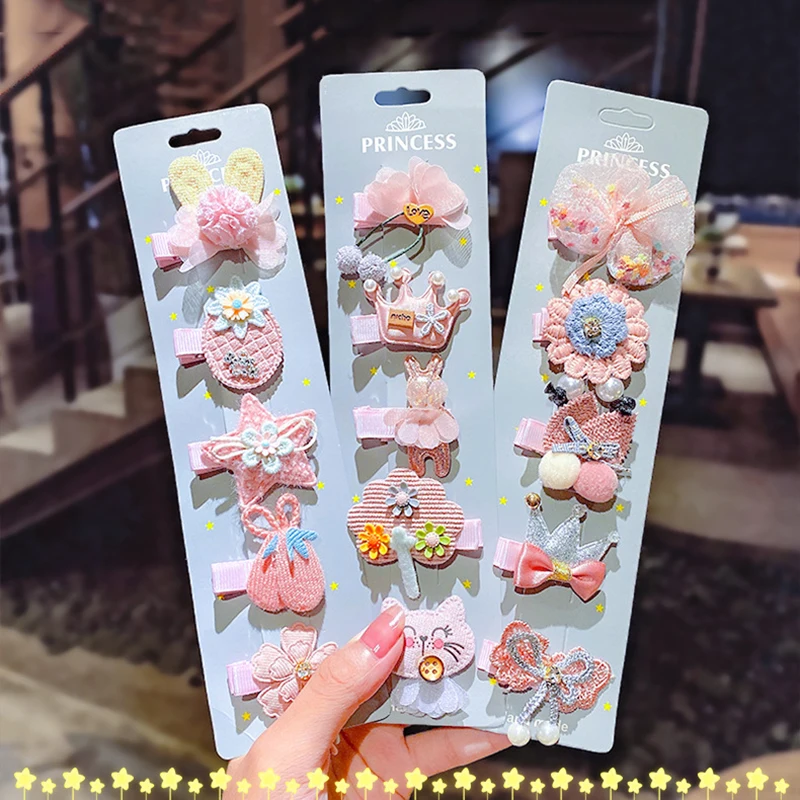 5PCS/Set New Girls Sweet Cute Cartoon Hairpins Children Hair Ornament Clips Barrettes Headwear Kids Fashion Accessories |
