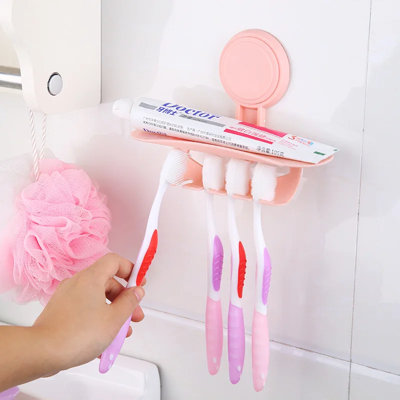 4 цвета пластиковые ванная комната сильный присоска держатель для зубной пасты и