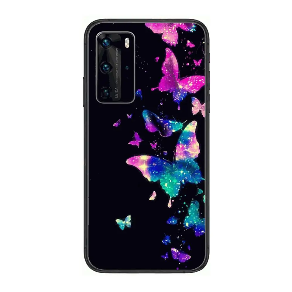 

Playful Butterflies Phone Case For Huawei P 40 30 20 10 Lite Smart Z Pro Black Etui Coque Painting Hoesjes comic fashion