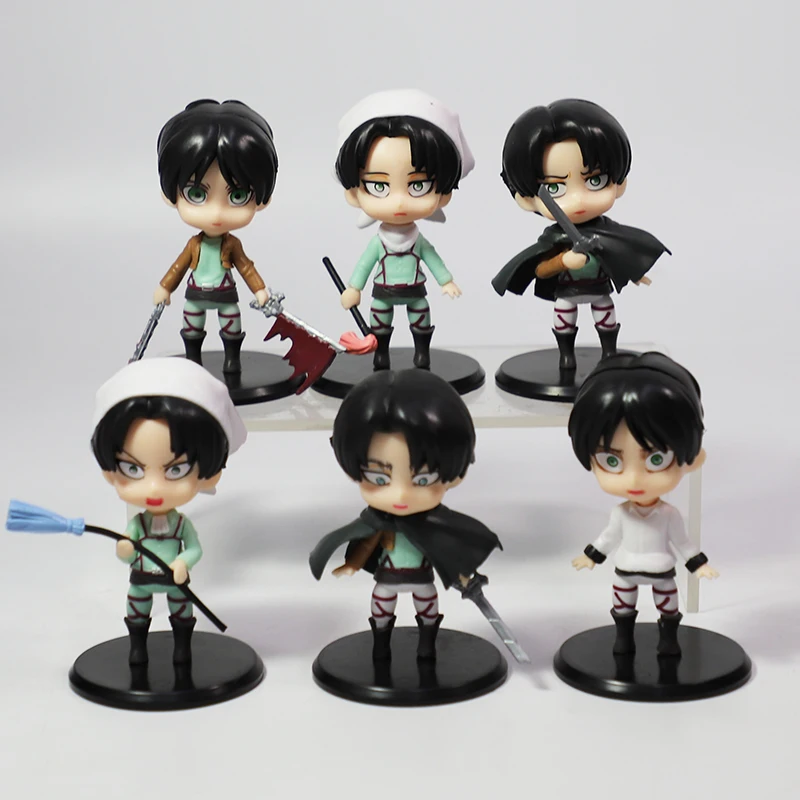 

6Pcs 10cm Anime Attack on Titan Figures Mikasa Ackerman Eren Jager Rival Ackerman Action Figure PVC Model Toys Collectible Doll