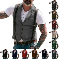 mens suit vest retro denim sleeveless jacket summer slim steampunk style waistcoat