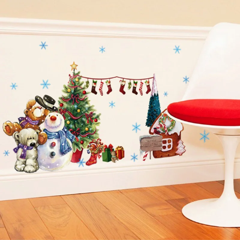 

Home Decor PVC Wall Stickers Christmas Tree Snowman Vinyl