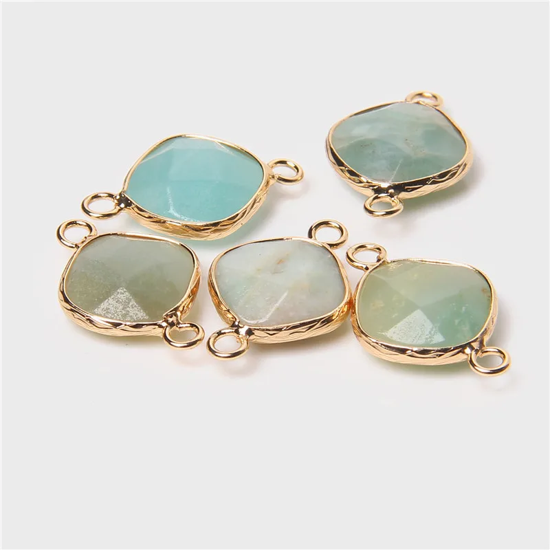 

2pcs Natural Stone Faceted Amazonite Pendants Exquisite Charms For Jewelry Making Diy Earrings Necklace Accessories 14mmx14mm