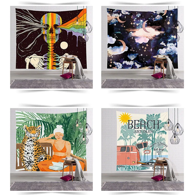 Уникальный тропический гобелен Розовый фламинго для вечеринки настенный