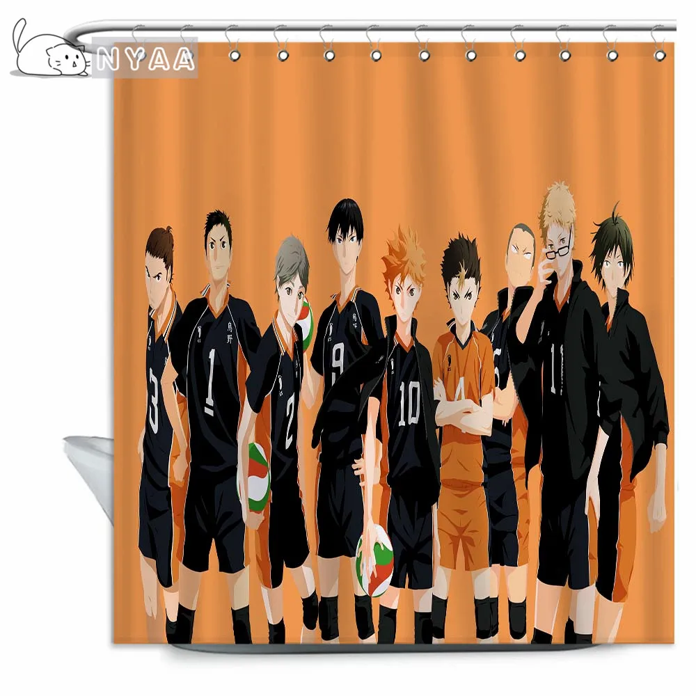 Занавеска для душа NYAA Haikyuu забавная Водонепроницаемая занавеска ванной из