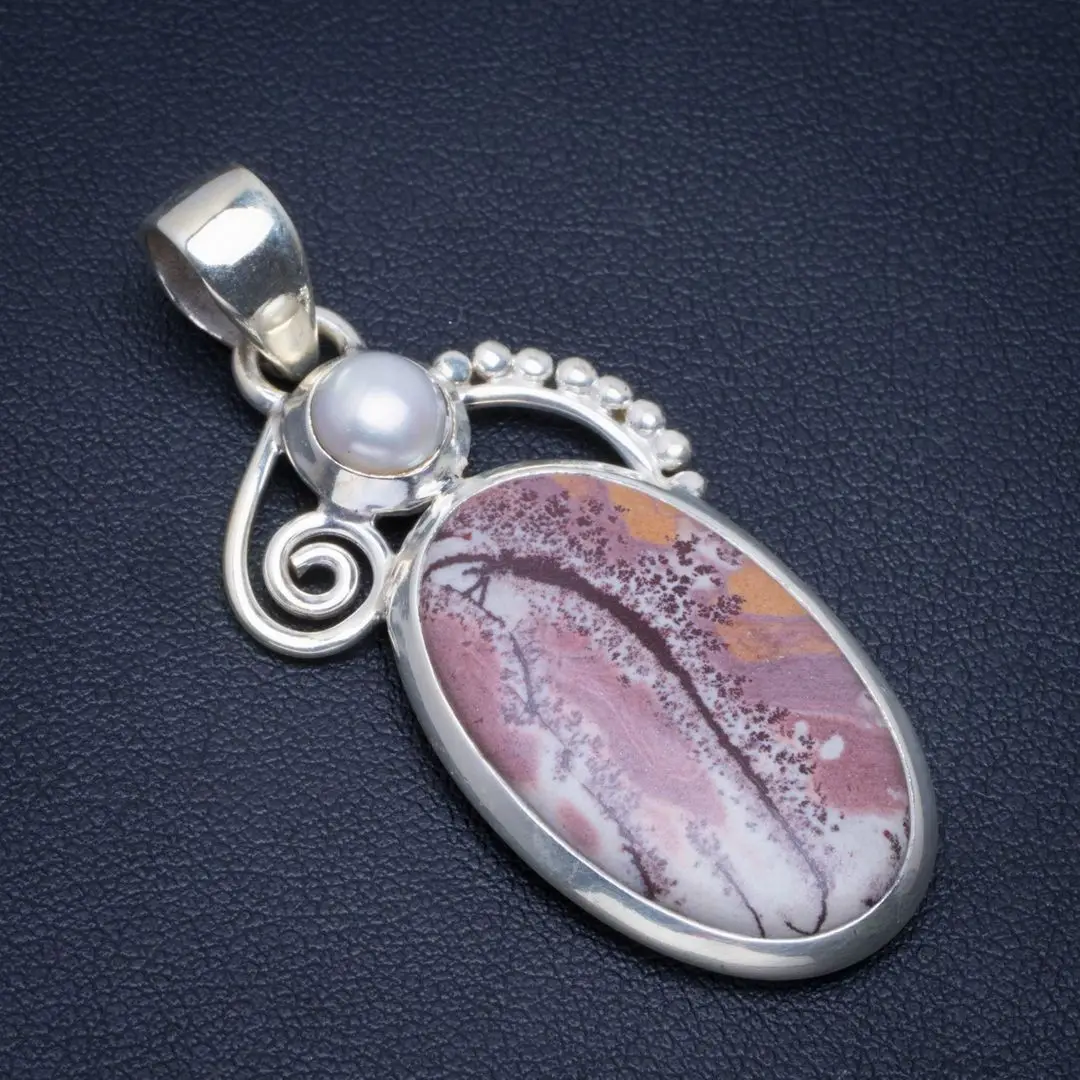 Натуральное пятно нефрита и речной жемчуг ручной работы уникальный 925 пробы