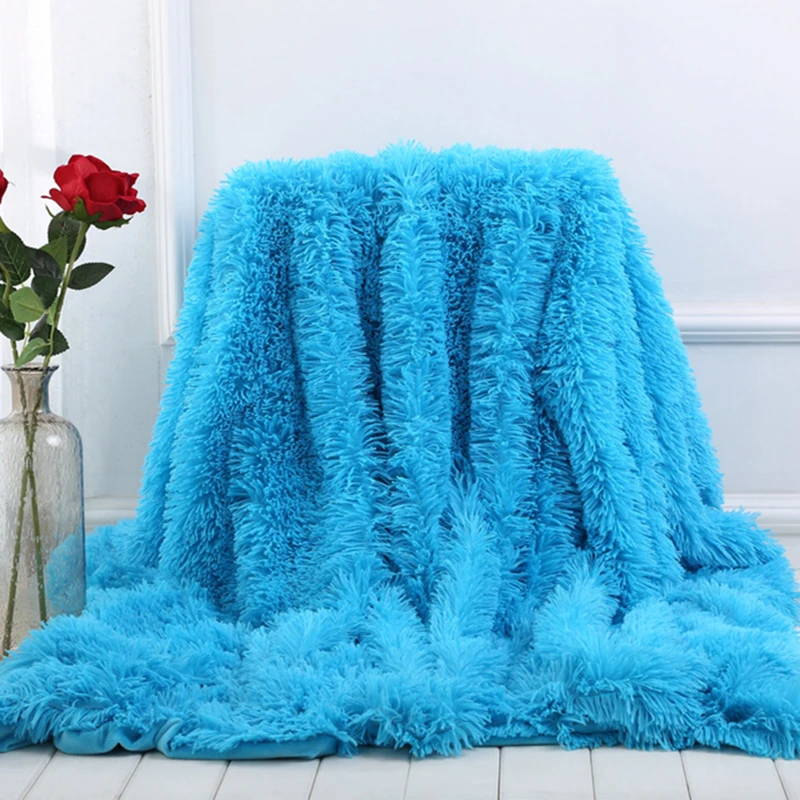 Blue BeddingOutlet ворсистое одеяло, мягкое плюшевое пушистое покрывало на кровать, цветное пушистое декоративное покрывало из искусственного меха для дивана и дивана - Цвет: Blue