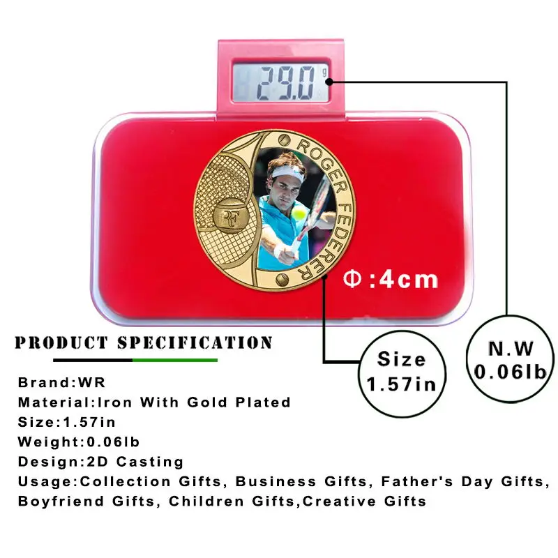 Швейцарский игрок тенниса позолоченные памятные монеты коллекционные предметы