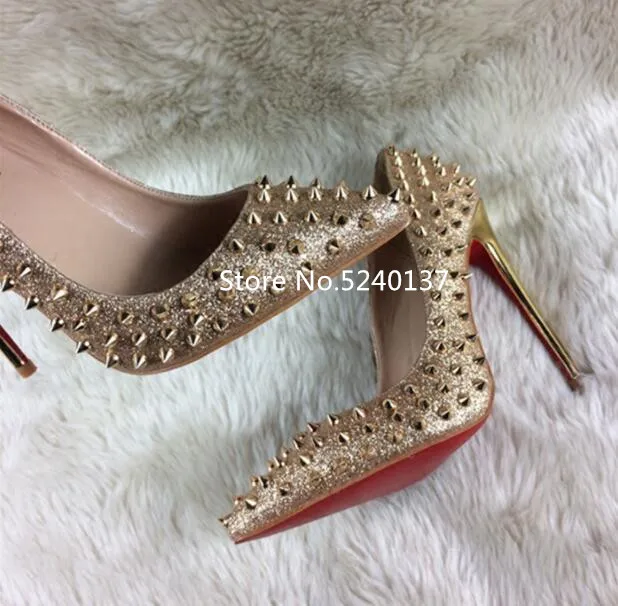 Женские туфли лодочки с заклепками и шипами Разноцветные модные дизайнерские