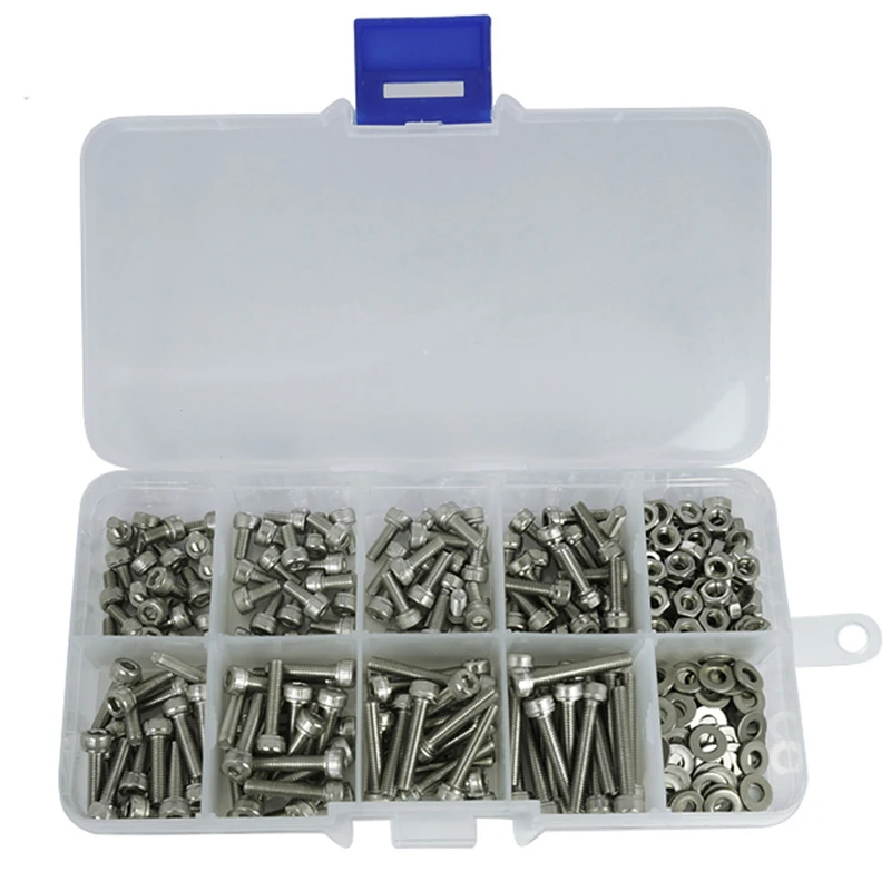 

Stainless Steel Hexagon Socket Screws Set Button Head Cap Screws Bicycle Hex Assortment Screw Kit Bolts and Nuts Allen bolts Set