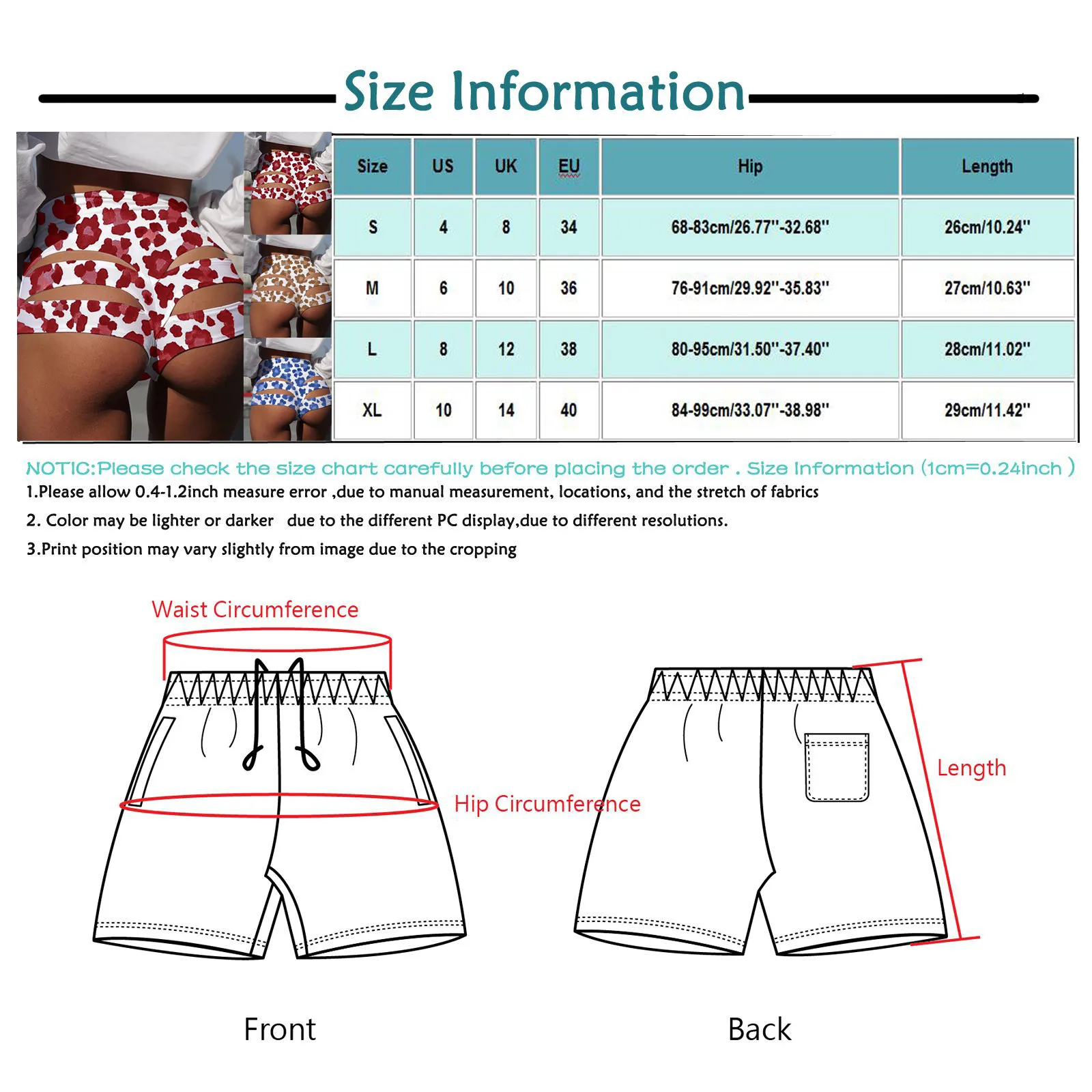 

Women's Fashion Casual Pants Sexy Slim Flower Print Cut Out Sports Shorts Short Deportivo Mujer Gym Shorts Yoga Shorts
