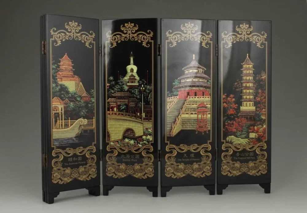 CHINESE OLD LACQUER HANDWORK PAINTING BEIJING SCENERY SCREEN DECORATION | Дом и сад