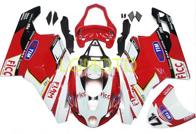 

Injection cowlings motorcycle white flame red Fairings kit for NICE Ducati 03 04 749 999s 749s 999 2003 2004 fairing bodywork