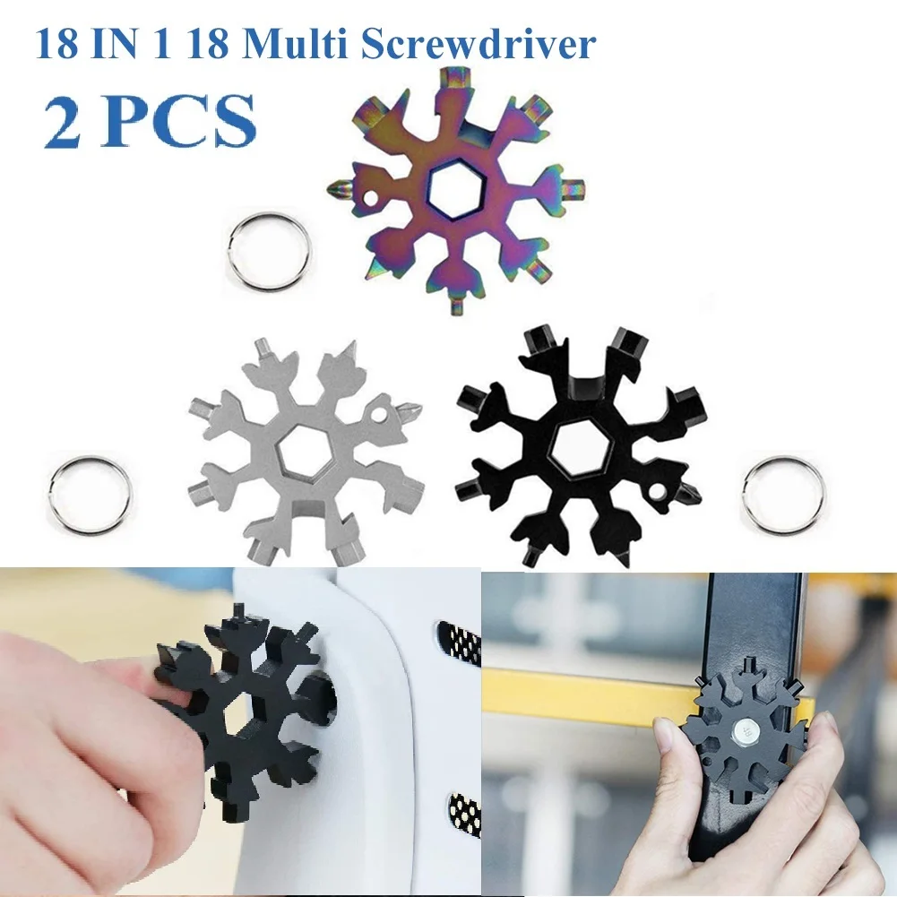 

Camping Chain Screwdriver Multi-Tool Portable Snowflake Shape Key Chain