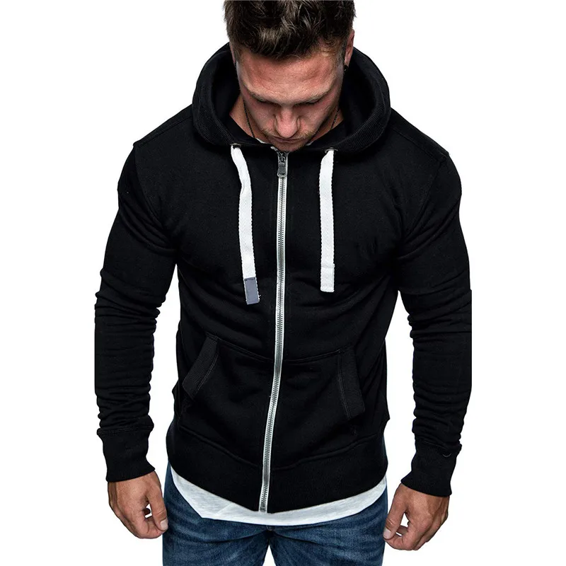 

Plus Size Men Hoodies Jacket Autumn Winter Drawstring Zipper Hooded Sweatshirt Tops Male Long Sleeve Pocket Pullover Hoodie Coat