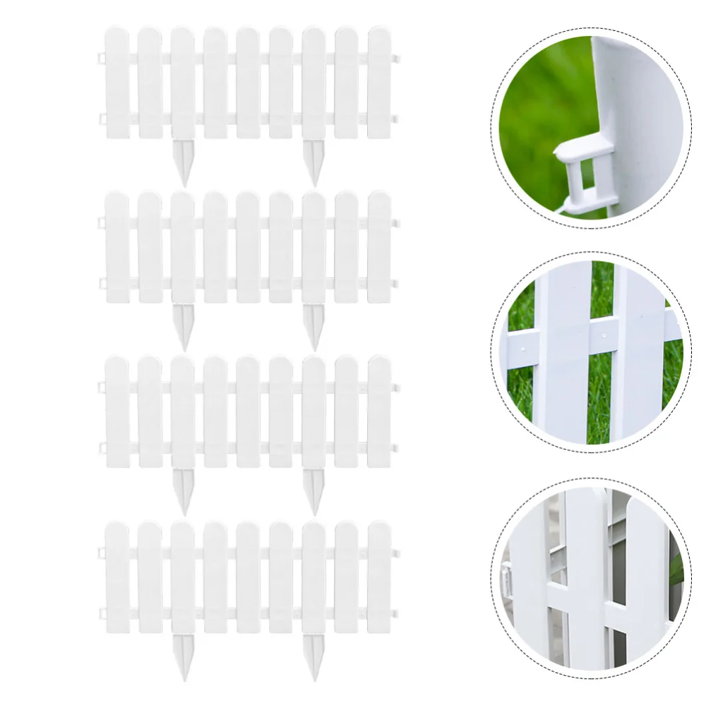 

4 Sets Garden Fences Courtyard Fences Decorative Fences (White)
