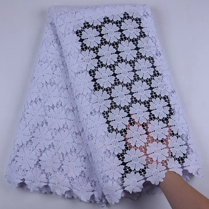 

Чистый белый африканский гипюр, кружевная ткань 2019, высококачественное кружево, водорастворимое кружево для свадьбы, нигерийская кружевна...