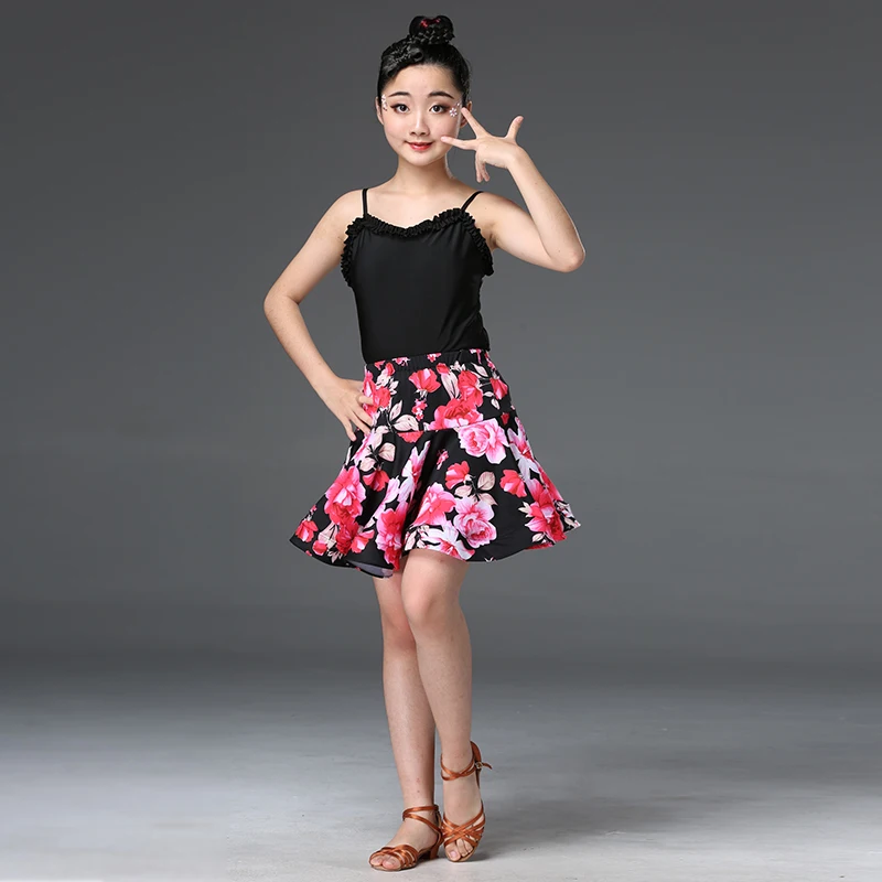 Новинка 2020 детское платье для латиноамериканских танцев юбка с принтом на лямках