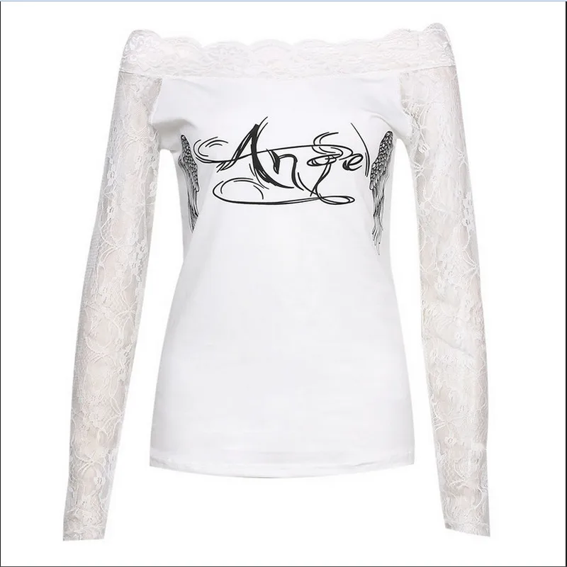 Женская кружевная блузка Shein Повседневная Свободная с длинными рукавами и