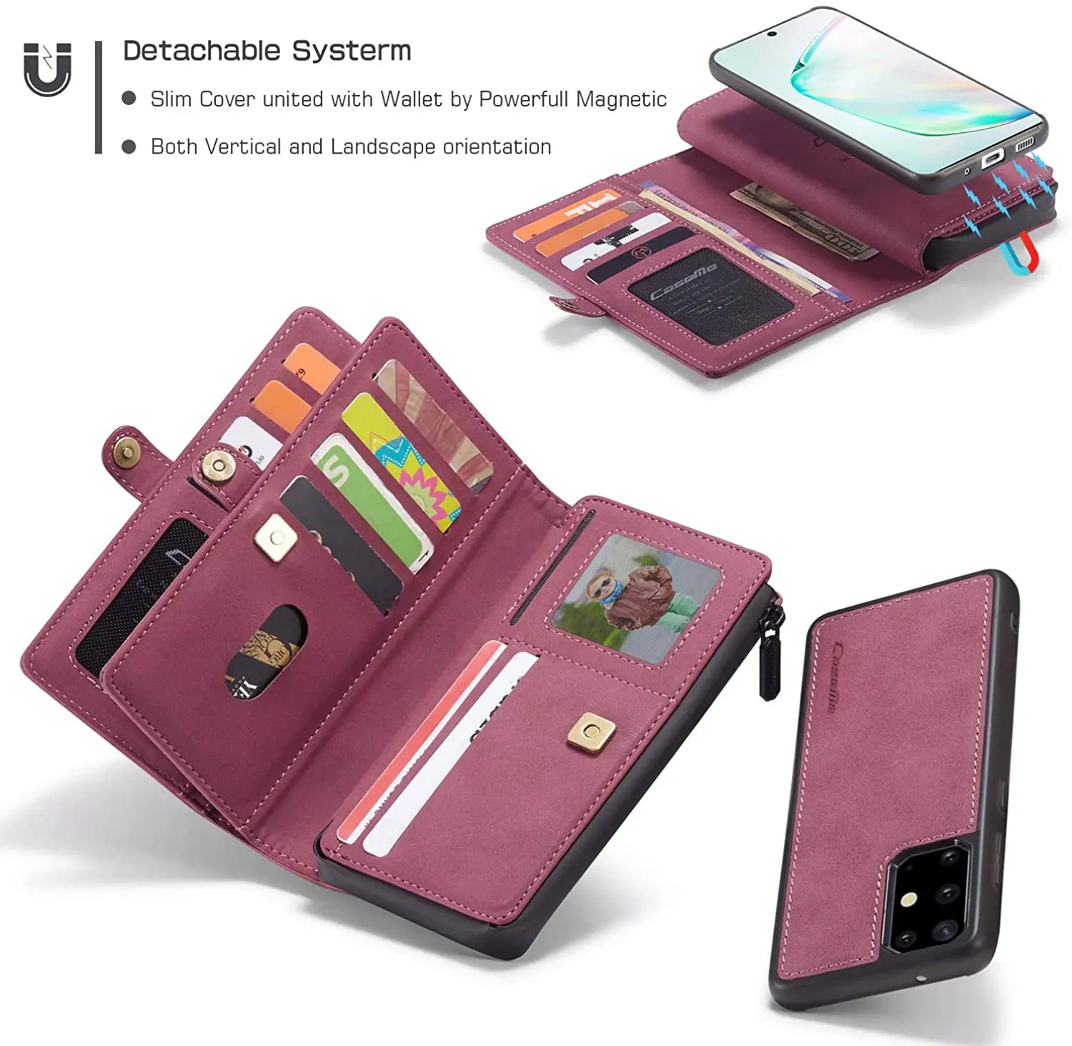 

Wallet Case Galaxy S20/ S20+/ S20 Ultra [2 in 1] Magnetic Detachable Leather Folio Card Pockets Clutch Case Flip Cover