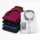 Мужская теплая зимняя рубашка в клеткув полоску, белая флисовая повседневная классическая рубашка с длинными рукавами, одним накладным карманом и плотным бархатным начесом