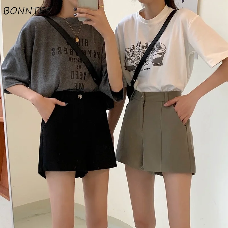 

Shorts Women Slim Solid High Waist All-match Korean Fashion Elegant Feminino Office Lady New Summer Daily College 2021 Hot Sale