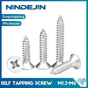 Саморезы с плоской головкой M1.2, M1.4, M1.7, M2, M2.3, M2.6, M3, M3.5, M4, M5, M6 мебельный винт с крестообразной головкой из нержавеющей стали