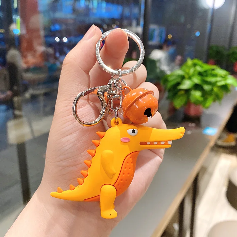 

2021 Fashion Cartoon Crocodile Key Chain Bag Accessories Charms Ornaments for Women PVC Animal Keychains Lady Decoration Gift