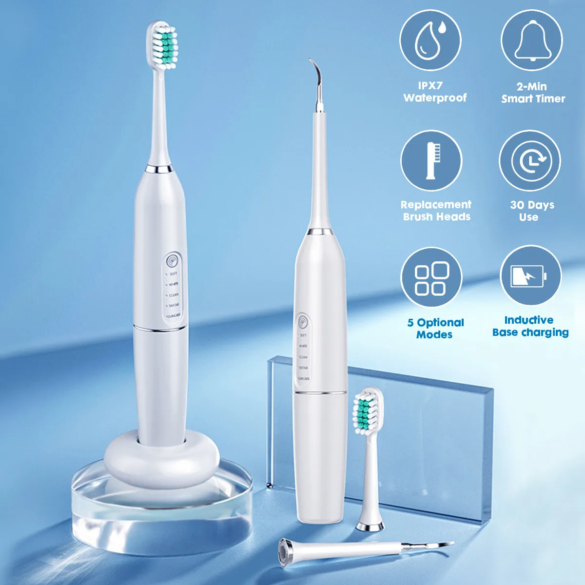 

Электрическая зубная щетка minSonic, беспроводная, Индуктивная зарядка, 5 режимов очистки, отбеливание зубов, уход за полостью рта, IPX7, 32000 об/мин