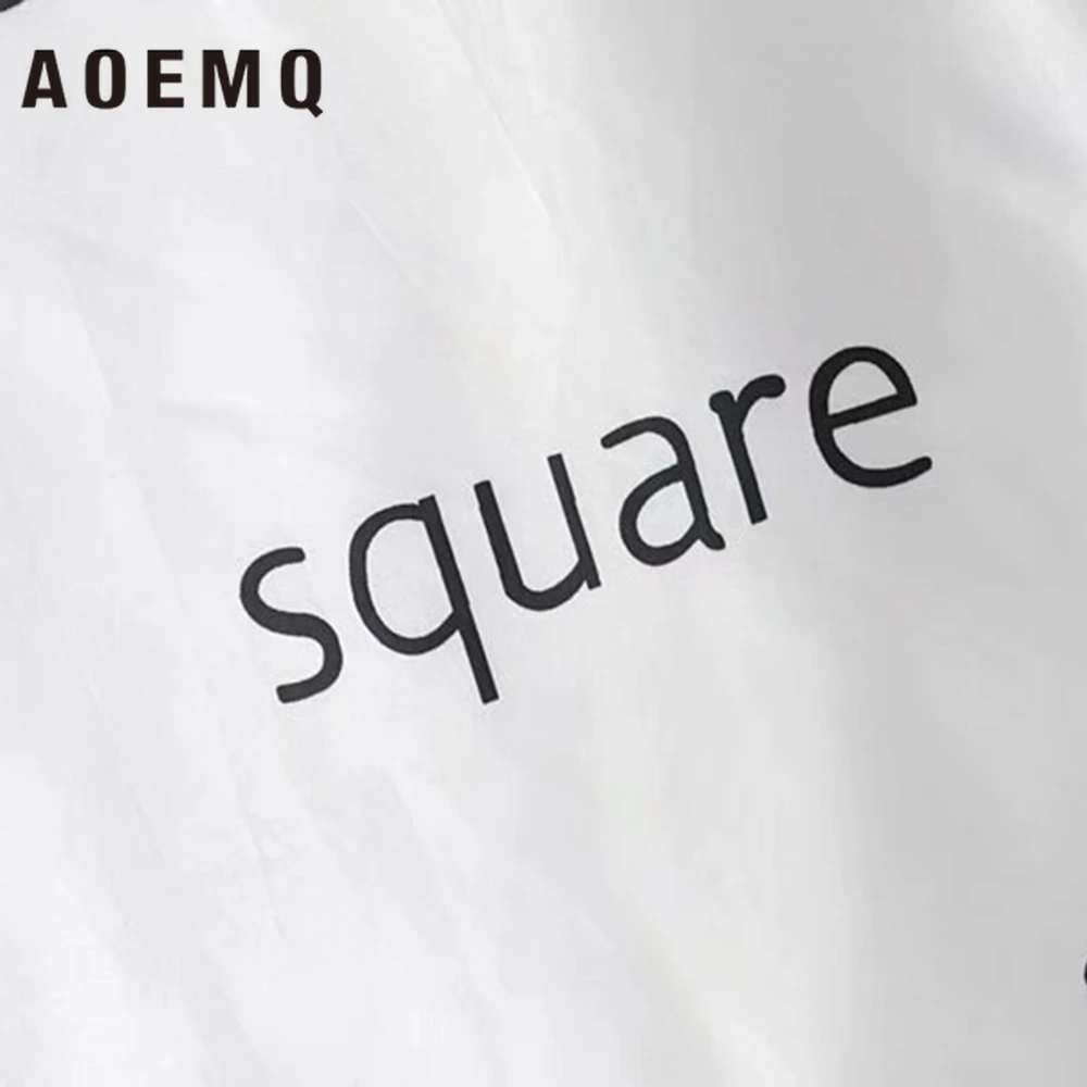 AOEMQ повседневные пальто белого цвета с английской буквой Квадрат капюшоном