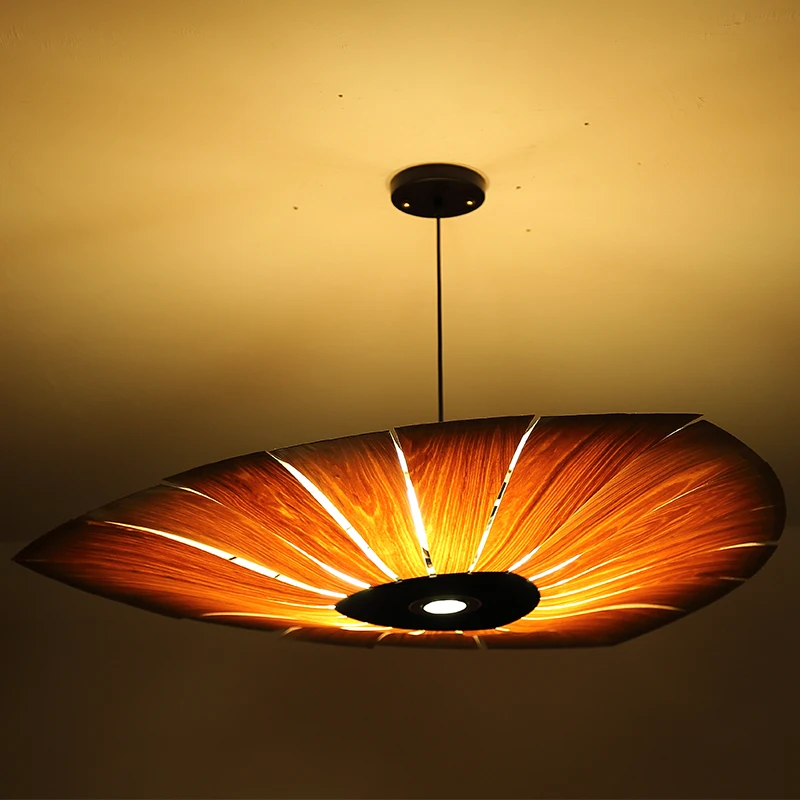 Деревянный подвесной светильник в японском китайском стиле светодиодная лампа