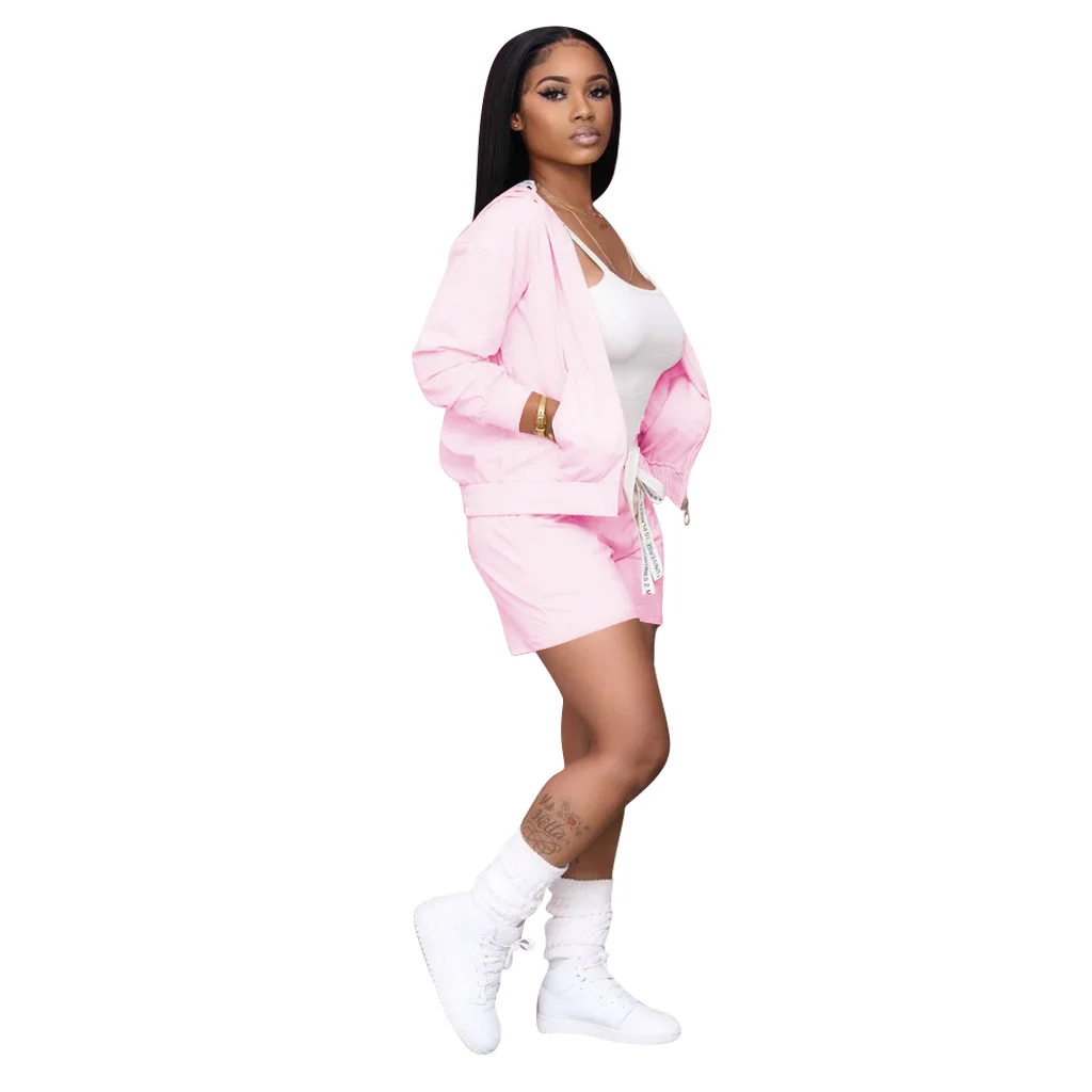 

Zoctuo Solid Three Piece Set Fashion Jacket Tank Tops and Shorts Pants Jogger Women's Set Suit Tracksuit Fitness Outfits