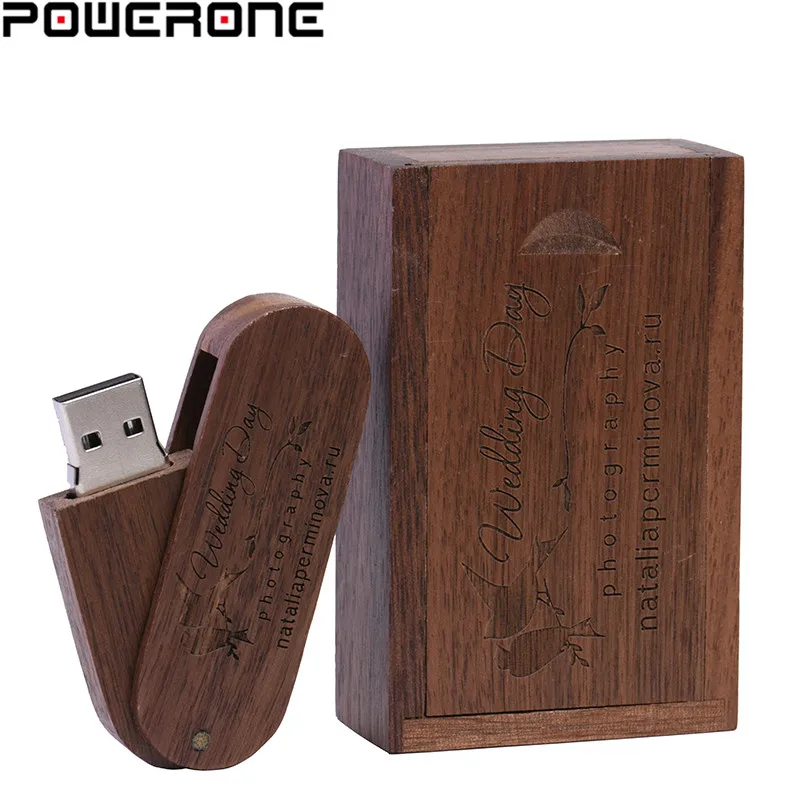 POWERONE Бесплатный Пользовательский логотип деревянный портативный USB флеш