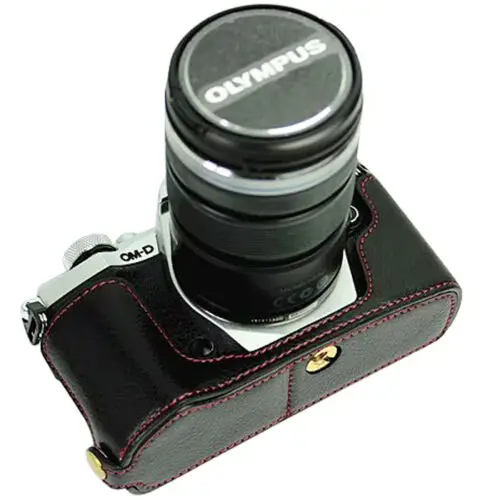 Type B Black LimitX из искусственной кожи чехол Нижняя открывающаяся версия Защитный Половина тела крышка база для Olympus OMD EM5 OM-D E-M5 Mark II 2 камера - Цвет: Type B Black