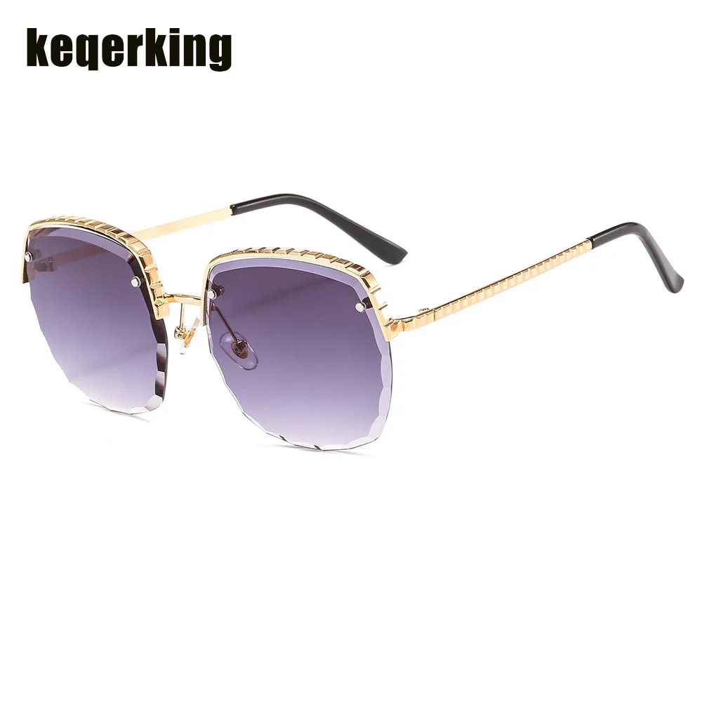 

Роскошные Винтажные Солнцезащитные очки, женские очки без оправы, Женская Золотая оправа, UV400, металлические квадратные очки