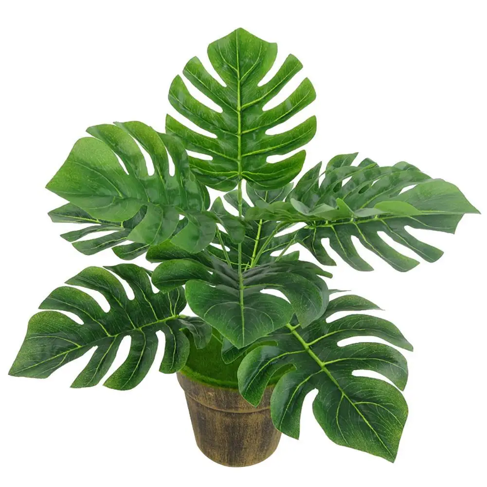 

Artificial Monstera Plants Green Plastic Fake Plant Palm Leaves Home Garden Living Room Bedroom Balcony Decoration High Quality